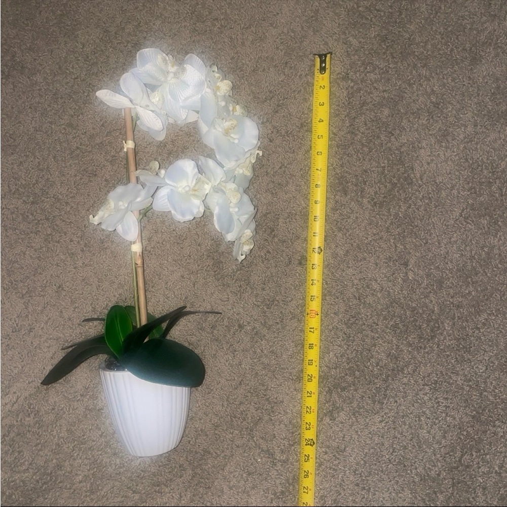 NWOT artificial white orchid in Ribbed Pot - Picture 6 of 7